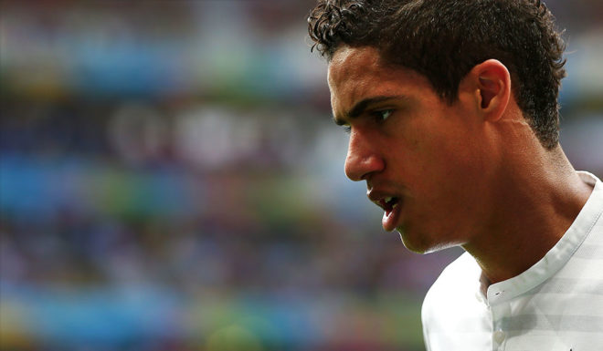 BRASILIA, BRAZIL - JUNE 30: Raphael Varane of France looks on during the 2014 FIFA World Cup Brazil Round of 16 match between France and Nigeria at Estadio Nacional on June 30, 2014 in Brasilia, Brazil. (Photo by Quinn Rooney/Getty Images)