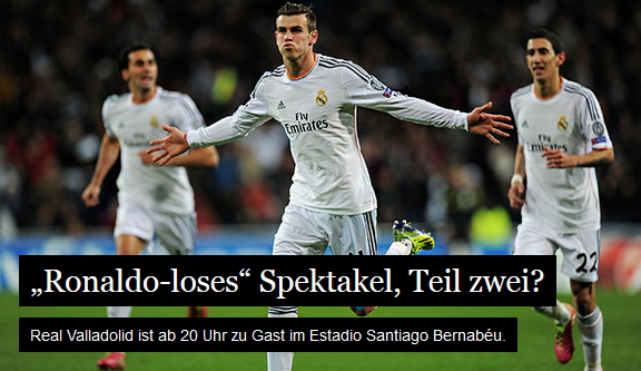 <a title="Nächster Auftritt ohne Weltstar Ronaldo – überzeugt Real erneut?" href="http://www.realtotal.de/nachster-auftritt-ohne-weltstar-ronaldo-uberzeugt-real-erneut/" target="_blank">„‚Ronaldo-loses‘ Spektakel, Teil zwei?“</a> <a title="Nächster Auftritt ohne Weltstar Ronaldo – überzeugt Real erneut?" href="http://www.realtotal.de/nachster-auftritt-ohne-weltstar-ronaldo-uberzeugt-real-erneut/" target="_blank">„‚Ronaldo-loses‘ Spektakel, Teil zwei?“</a>