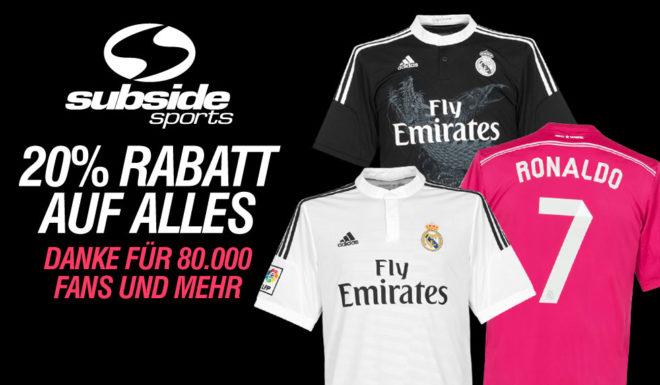 20 % Rabatt auf alle Fanartikel, nicht nur von Real Madrid