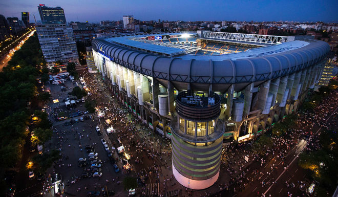 MADRID, SPAIN - AUGUST 29: General view of Estadio Santiago Bernabeu before the La Liga match between Real Madrid CF and Real Betis Balompie on August 29, 2015 in Madrid, Spain. (Photo by Gonzalo Arroyo Moreno/Getty Images)