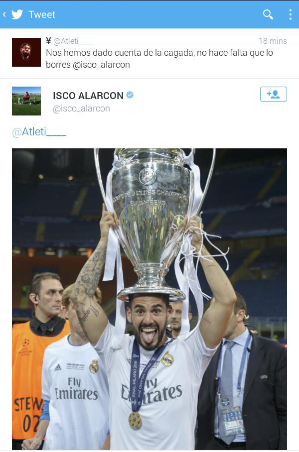 isco alarcon atleti twitter