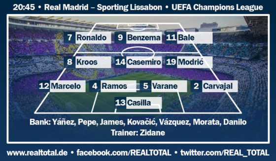 Real Madrid-Sporting voraussichtliche Aufstellung