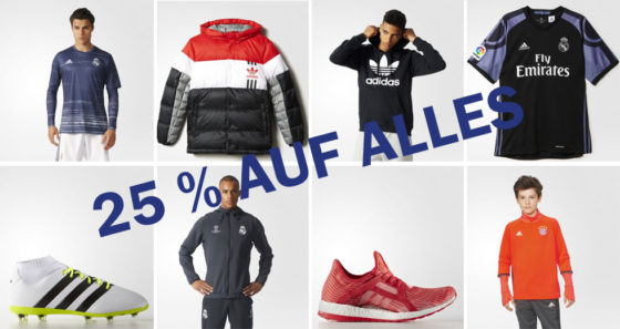 adidas shop online 25 prozent % auf alles rabatt aktion discount