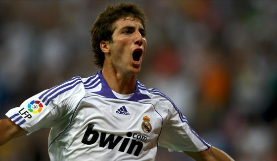 Real Madrid's Argentinian player Higuain reacts after his goal during the Spanish league football match between Real Madrid and Almeria at the Santiago Bernabeu stadium, 15 September 2007. AFP PHOTO/PHILIPPE DESMAZES (Photo credit should read PHILIPPE DESMAZES/AFP/Getty Images)