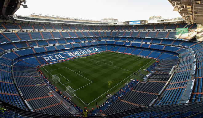 MADRID, SPAIN - SEPTEMBER 13: General view inside the stadium during the UEFA Champions League group H match between Real Madrid and APOEL Nikosia at Estadio Santiago Bernabeu on September 13, 2017 in Madrid, Spain. (Photo by Denis Doyle/Getty Images)