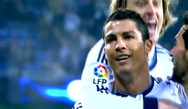 Cristiano Ronaldo, Luka Modric und Álvaro Arbeloa bejubeln ein Tor
