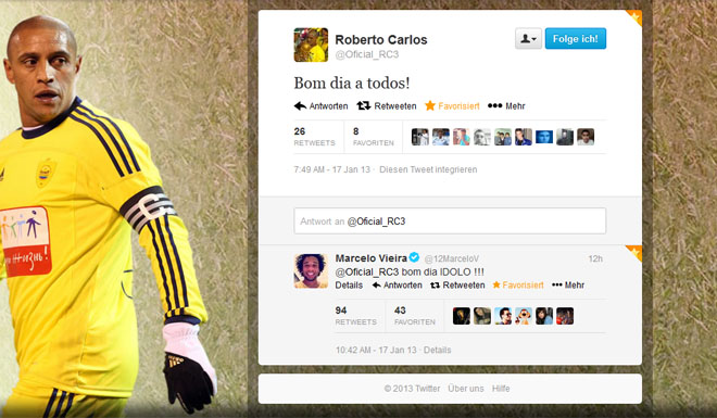 Roberto Carlos und Marcelo unterhalten sich auf Twitter