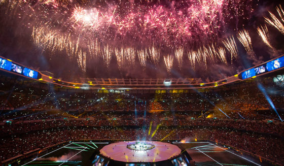 Fireworks explode during a celebration event held at the Santiago Bernabeu stadium after the team won the the UEFA Champions League football match final Juventus vs Real Madrid CF held at the National Stadium of Wales in Cardiff on June 3, 2017. / AFP PHOTO / CURTO DE LA TORRE (Photo credit should read CURTO DE LA TORRE/AFP/Getty Images)