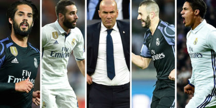Isco Daniel Carvajal Zinédine Zidane Karim Benzema Raphael Varane
