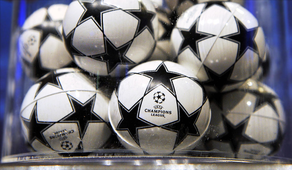 The balls used for the draw of the UEFA Champions league are seen prior to the draws for the first two qualifying rounds of the 2009/10 Champions League on June 22, 2009 at the UEFA headquarters in Nyon. 36 European titlewinners have discovered what awaits them in the first and second qualifying rounds of the UEFA Champions League following today's first draws. The final of this season's competition will be held at the Santiago Bernabeu Stadium in Madrid on May 22, 2010. AFP PHOTO / FABRICE COFFRINI (Photo credit should read FABRICE COFFRINI/AFP/Getty Images)