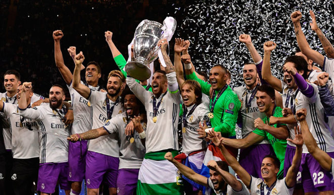 FBL-EUR-C1-JUVENTUS-REAL MADRID-TROPHY