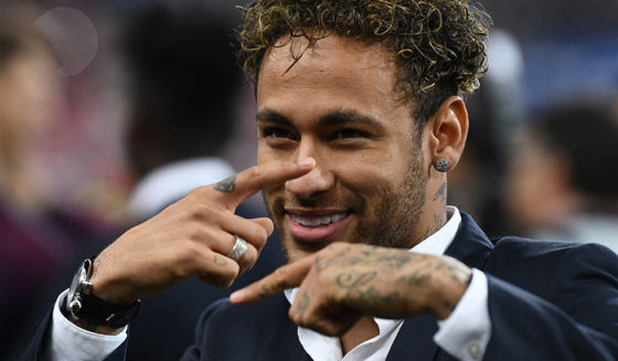 TOPSHOT - Paris Saint-Germain's Brazilian forward Neymar Jr gestures at the end of the French Cup final football match between Les Herbiers and Paris Saint-Germain (PSG), on May 8, 2018 at the Stade de France in Saint-Denis, outside Paris. (Photo by FRANCK FIFE / AFP) (Photo credit should read FRANCK FIFE/AFP/Getty Images)