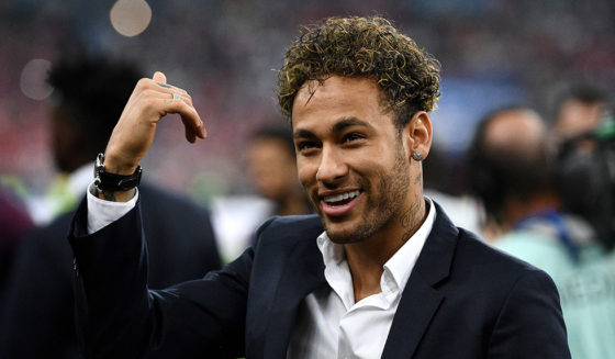 Paris Saint-Germain's Brazilian forward Neymar smiles at the end of the French Cup final football match between Les Herbiers and Paris Saint-Germain (PSG), on May 8, 2018 at the Stade de France in Saint-Denis, outside Paris. (Photo by FRANCK FIFE / AFP) (Photo credit should read FRANCK FIFE/AFP/Getty Images)
