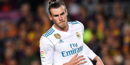 BARCELONA, SPAIN - MAY 06: Gareth Bale of Real Madrid celebrates after scoring his sides second goal during the La Liga match between Barcelona and Real Madrid at Camp Nou on May 6, 2018 in Barcelona, Spain. (Photo by Alex Caparros/Getty Images)