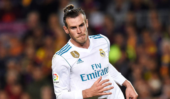 BARCELONA, SPAIN - MAY 06: Gareth Bale of Real Madrid celebrates after scoring his sides second goal during the La Liga match between Barcelona and Real Madrid at Camp Nou on May 6, 2018 in Barcelona, Spain. (Photo by Alex Caparros/Getty Images)
