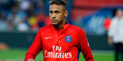 Paris Saint-Germain's Brazilian forward Neymar warms up prior to the French L1 football match between Paris Saint-Germain (PSG) and Saint-Etienne (ASSE) on August 25, 2017, at the Parc des Princes stadium in Paris. / AFP PHOTO / GEOFFROY VAN DER HASSELT (Photo credit should read GEOFFROY VAN DER HASSELT/AFP/Getty Images)