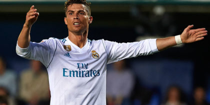 VILLARREAL, SPAIN - MAY 19: Cristiano Ronaldo of Real Madrid reacts during the La Liga match between Villarreal and Real Madrid at Estadio de La Ceramica on May 19, 2018 in Villarreal, Spain. (Photo by Manuel Queimadelos Alonso/Getty Images)