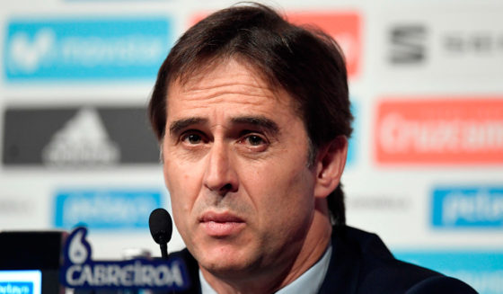 Spain's national football team coach Julen Lopetegui holds a press conference in Madrid on May 21, 2018 to announce Spain's 23-man squad for the 2018 World Cup. (Photo by GABRIEL BOUYS / AFP) (Photo credit should read GABRIEL BOUYS/AFP/Getty Images)