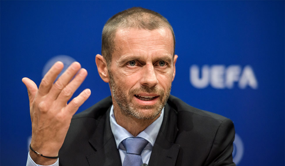 UEFA president Aleksander Ceferin holds a press conference on September 20, 2017 at the UEFA headquarters in Nyon.
