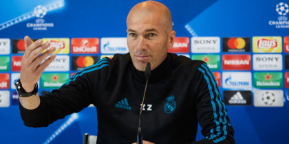 MADRID, SPAIN - MAY 22: Head coach Zinedine Zidane of Real Madrid CF attends a press conference during the Real Madrid UEFA Open Media Day ahead of the UEFA Champions League Final match between Real Madrid and Liverpool at Valdebebas training ground on May 22, 2018 in Madrid, Spain. (Photo by Gonzalo Arroyo Moreno/Getty Images)