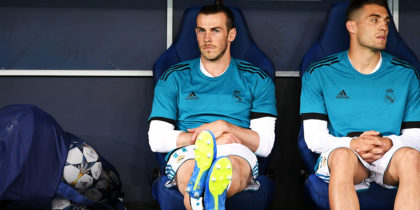 KIEV, UKRAINE - MAY 26: Gareth Bale of Real Madrid sits on the bench prior to the UEFA Champions League Final between Real Madrid and Liverpool at NSC Olimpiyskiy Stadium on May 26, 2018 in Kiev, Ukraine. (Photo by Michael Regan/Getty Images)