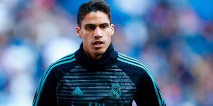 Real Madrid's French defender Raphael Varane warms up before the Spanish league football match between Real Madrid and Celta Vigo at the Santiago Bernabeu Stadium in Madrid on May 12, 2018. (Photo by Benjamin CREMEL / AFP) (Photo credit should read BENJAMIN CREMEL/AFP/Getty Images)