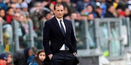 TURIN, ITALY - FEBRUARY 04: Massimiliano Allegri head coach of Juventus FC looks on during the serie A match between Juventus and US Sassuolo on February 4, 2018 in Turin, Italy. (Photo by Gabriele Maltinti/Getty Images)