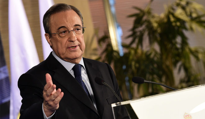 Real Madrid president Florentino Perez gives a press conference at the Santiago Bernabeu stadium in Madrid on May 25, 2015. Perez announced today the sacking of coach Carlo Ancelotti, following a second disappointing season after leading the club to win the Champions League final in his first year. AFP PHOTO/ JAVIER SORIANO (Photo credit should read JAVIER SORIANO/AFP/Getty Images)