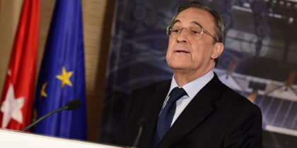 Real Madrid president Florentino Perez gives a press conference at the Santiago Bernabeu stadium in Madrid on May 25, 2015. Perez announced today the sacking of coach Carlo Ancelotti, following a second disappointing season after leading the club to win the Champions League final in his first year. AFP PHOTO/ JAVIER SORIANO (Photo credit should read JAVIER SORIANO/AFP/Getty Images)