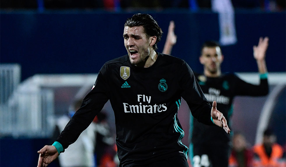 Real Madrid's Croatian midfield forward Mateo Kovacic reacts after missing a goal opportunity during the Spanish 'Copa del Rey' (King's cup) football match between Leganes and Real Madrid at the Estadio Municipal Butarque in Leganes on January 18, 2018. / AFP PHOTO / OSCAR DEL POZO (Photo credit should read OSCAR DEL POZO/AFP/Getty Images)
