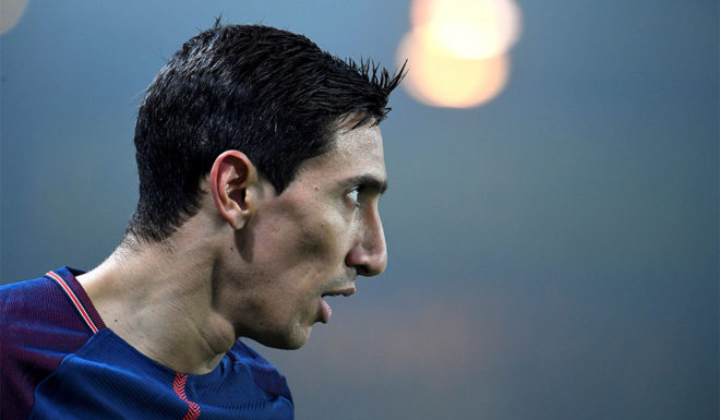 Paris Saint-Germain's Argentinian forward Angel Di Maria attends the French L1 football match between Nantes and Paris Saint-Germain (Paris-SG) at the La Beaujoire stadium in Nantes, western France, on January 14, 2018. / AFP PHOTO / DAMIEN MEYER (Photo credit should read DAMIEN MEYER/AFP/Getty Images)