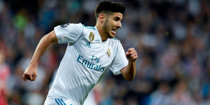 Real Madrid's Spanish midfielder Marco Asensio runs for the ball during the UEFA Champions League semi-final second leg football match between Real Madrid and Bayern Munich at the Santiago Bernabeu Stadium in Madrid on May 1, 2018. (Photo by OSCAR DEL POZO / AFP) (Photo credit should read OSCAR DEL POZO/AFP/Getty Images)