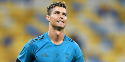 KIEV, UKRAINE - MAY 25: Cristiano Ronaldo of Real Madrid looks on during a Real Madrid training session ahead of the UEFA Champions League Final against Liverpool at NSC Olimpiyskiy Stadium on May 25, 2018 in Kiev, Ukraine. (Photo by Shaun Botterill/Getty Images)
