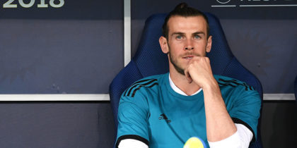 KIEV, UKRAINE - MAY 26: Gareth Bale of Real Madrid sits on the bench prior to the UEFA Champions League Final between Real Madrid and Liverpool at NSC Olimpiyskiy Stadium on May 26, 2018 in Kiev, Ukraine. (Photo by Michael Regan/Getty Images)