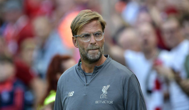 Liverpool manager Jurgen Klopp looks on during the international friendly game between Liverpool and Napoli at Aviva Stadium on August 4, 2018 in Dublin, Ireland. (Photo by Charles McQuillan/Getty Images)