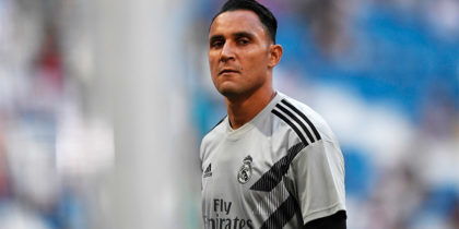 Real Madrid's Costa Rican goalkeeper Keylor Navas arrives for the Santiago Bernabeu Trophy football match between Real Madrid and AC Milan in Madrid on August 11, 2018. (Photo by GABRIEL BOUYS / AFP) (Photo credit should read GABRIEL BOUYS/AFP/Getty Images)