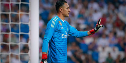 MADRID, SPAIN - AUGUST 11: Goalkeeper Keylor Navas of Real Madrid CF reacts during the Santiago Bernabeu Trophy between Real Madrid CF and AC Milan at Estadio Santiago Bernabeu on August 11, 2018 in Madrid, Spain. (Photo by Gonzalo Arroyo Moreno/Getty Images)