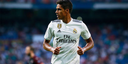 MADRID, SPAIN - AUGUST 11: Raphael Varane of Real Madrid CF in action during the Santiago Bernabeu Trophy between Real Madrid CF and AC Milan at Estadio Santiago Bernabeu on August 11, 2018 in Madrid, Spain. (Photo by Gonzalo Arroyo Moreno/Getty Images)