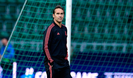 Real Madrid's Spanish coach Julen Lopetegui takes part in a trainig session at Lillekula stadium in Tallinn on August 14, 2018, on the eve of the UEFA Super Cup football match Atletico de Madrid vs Real Madrid CF. (Photo by JAVIER SORIANO / AFP) (Photo credit should read JAVIER SORIANO/AFP/Getty Images)