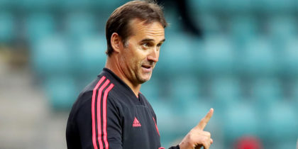 TALLINN, ESTONIA - AUGUST 14: Julen Lopetegui, head coach of Real Madrid CF reacts during a training session ahead of the UEFA Super Cup match against Atletico Madrid at Lillekuela Stadium on August 14, 2018 in Tallinn, Estonia. (Photo by Alexander Hassenstein/Getty Images)