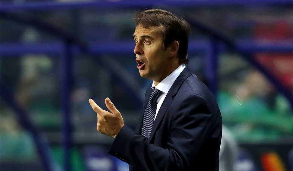 TALLINN, ESTONIA - AUGUST 15: Julen Lopetegui, Manager of Real Madrid looks on during the UEFA Super Cup between Real Madrid and Atletico Madrid at Lillekula Stadium on August 15, 2018 in Tallinn, Estonia. (Photo by Alexander Hassenstein/Getty Images)