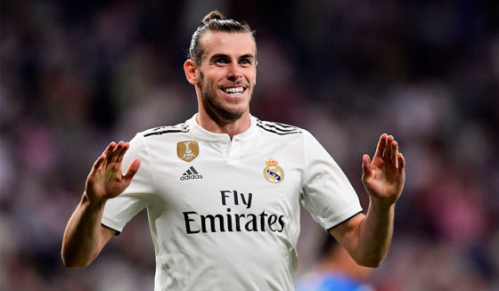 Real Madrid's Welsh forward Gareth Bale celebrates after scoring a goal during the Spanish League football match between Real Madrid and Getafe at the Santiago Bernabeu stadium in Madrid on August 19, 2018. (Photo by JAVIER SORIANO / AFP) (Photo credit should read JAVIER SORIANO/AFP/Getty Images)