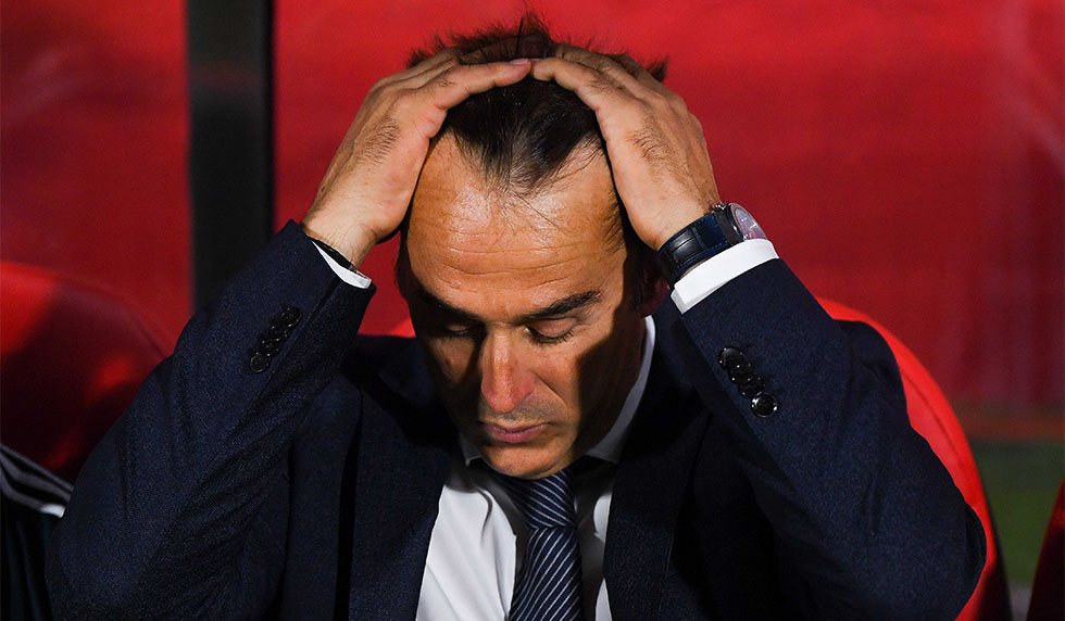 GIRONA, SPAIN - AUGUST 26: Head coach Julen Lopetegui of Real Madrid CF reacts during the La Liga match between Girona FC and Real Madrid CF at Montilivi Stadium on August 26, 2018 in Girona, Spain. (Photo by David Ramos/Getty Images)