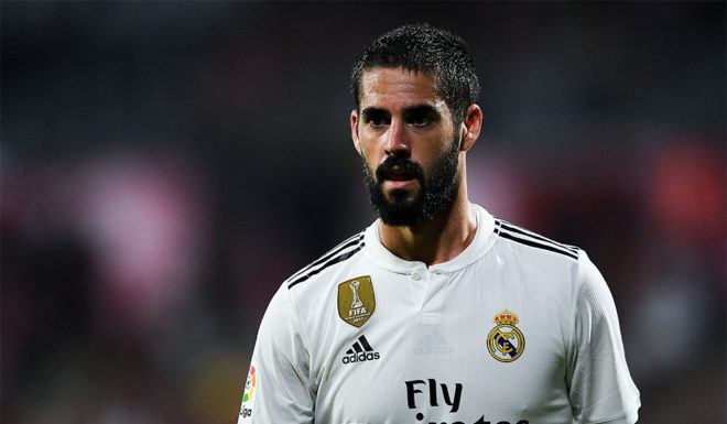 GIRONA, SPAIN - AUGUST 26: Isco Alarcon of Real Madrid CF looks on during the La Liga match between Girona FC and Real Madrid CF at Montilivi Stadium on August 26, 2018 in Girona, Spain. (Photo by David Ramos/Getty Images)
