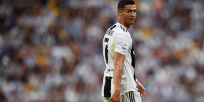 Juventus' Portuguese forward Cristiano Ronaldo looks on during the Italian Serie A football match Juventus vs Lazio on August 25, 2018 at the Allianz Stadium in Turin. (Photo by Marco BERTORELLO / AFP) (Photo credit should read MARCO BERTORELLO/AFP/Getty Images)