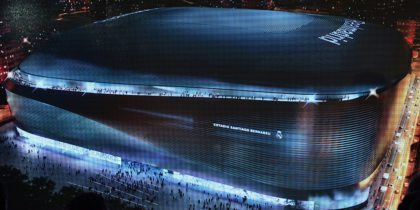 Real Madrid chairman, Florentino Perez speaks during a presentation of the tender winners and project details to build a new Santiago Bernabeu football stadium on january 31, 2014 in Madrid. German firm GMP Architekten with Spanish companies L -35 and Ribas & Ribas won the 400million euro tender ahead of Swiss Rafael Moneo and Herzog & de Meuron, Norman Foster & Rafael de la Hoz , and Carlos Lamela & Populous. AFP PHOTO / JAVIER SORIANO (Photo credit should read JAVIER SORIANO/AFP/Getty Images)