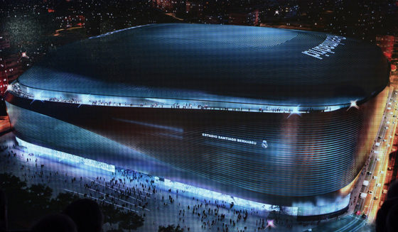 Real Madrid chairman, Florentino Perez speaks during a presentation of the tender winners and project details to build a new Santiago Bernabeu football stadium on january 31, 2014 in Madrid. German firm GMP Architekten with Spanish companies L -35 and Ribas & Ribas won the 400million euro tender ahead of Swiss Rafael Moneo and Herzog & de Meuron, Norman Foster & Rafael de la Hoz , and Carlos Lamela & Populous. AFP PHOTO / JAVIER SORIANO (Photo credit should read JAVIER SORIANO/AFP/Getty Images)