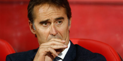 Real Madrid's Spanish coach Julen Lopetegui looks on before the Spanish league football match between Girona FC and Real Madrid CF at the Montilivi stadium in Girona on August 26, 2018. (Photo by Pau Barrena / AFP) (Photo credit should read PAU BARRENA/AFP/Getty Images)