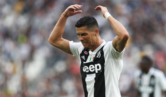 TURIN, ITALY - AUGUST 25: Cristiano Ronaldo of Juventus reacts to a missed chance during the Serie A match between Juventus and SS Lazio at Allianz Stadium on August 25, 2018 in Turin, Italy. (Photo by Marco Luzzani/Getty Images)
