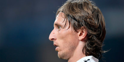 Real Madrid's Croatian midfielder Luka Modric reacts during the Spanish league football match between Real Madrid CF and Club Deportivo Leganes SAD at the Santiago Bernabeu stadium in Madrid on September 1, 2018. (Photo by GABRIEL BOUYS / AFP) (Photo credit should read GABRIEL BOUYS/AFP/Getty Images)